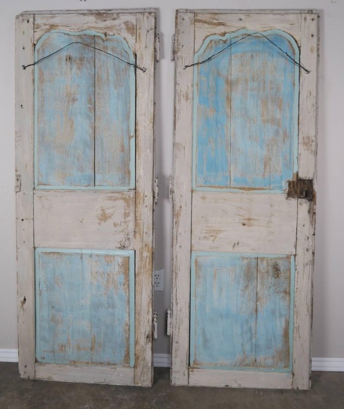 19th Century Pair of French Painted Armoire Doors 10