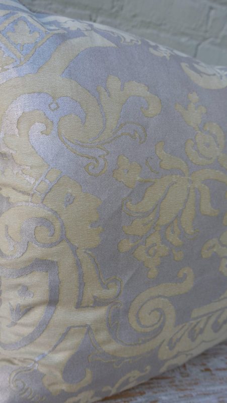 Pair of Fortuny Carnavalet Avocado and Silvery Gold Pillows 5
