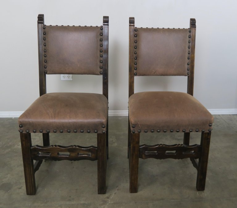 Set of Ten Spanish Style Leather Dining Chairs Melissa