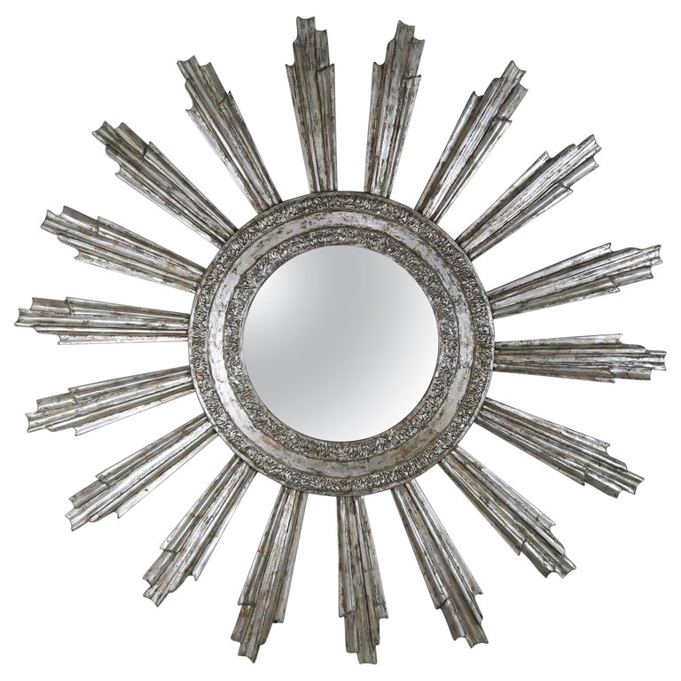 Monumental Silvered Sunburst Mirror by Melissa Levinson $5,800