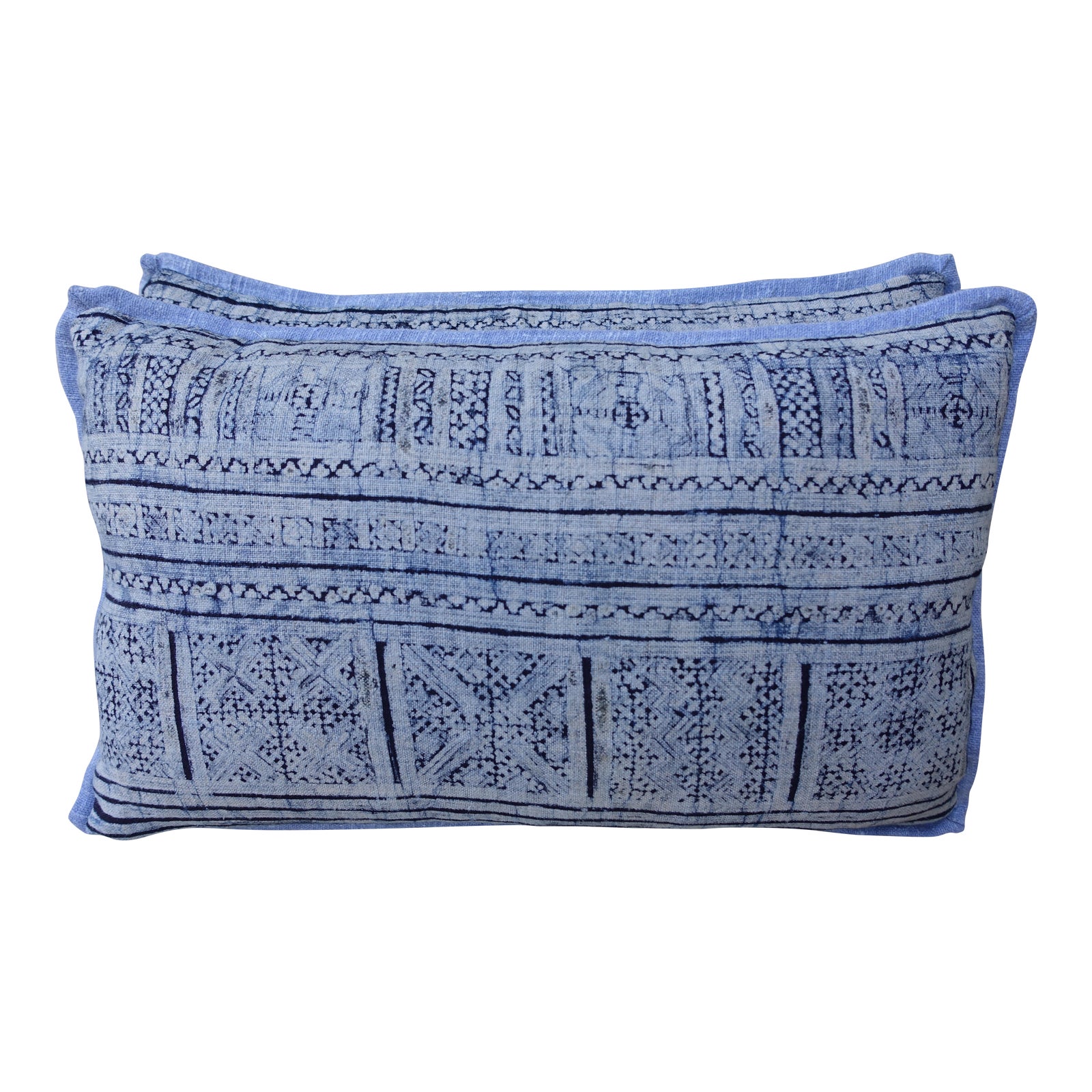 Navy & Light Blue Batik Pillows - A Pair | Melissa Levinson Antiques