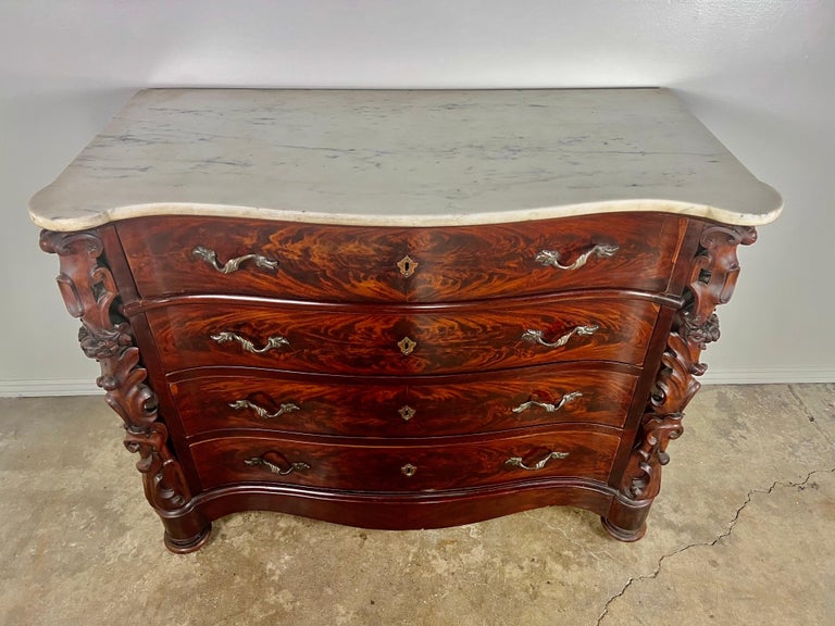 French Hardwood Mahogany Stained Large Wide 3 over 4 Chest of